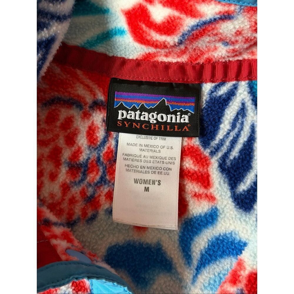 Patagonia Women's Pullover Jacket Lightweight Synchilla Snap-T Manoa Floral Blue - Picture 4 of 9